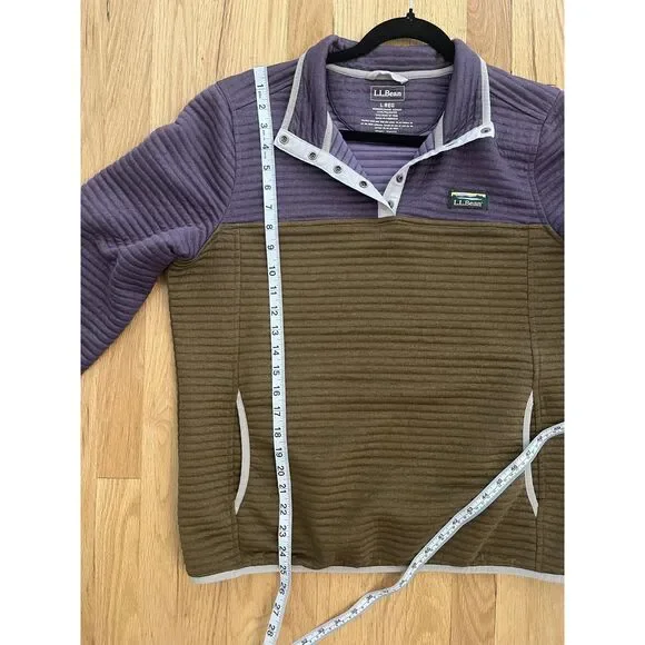 L.L. Bean Airlight Colorblock Pullover Purple Brown W's Large EUC - Picture 5 of 5